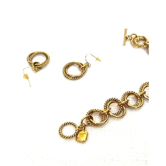 Vintage Gold Tone, Chain Link Bracelet Earrings Set! Vtg. Ralph Lauren Jewelry - Picture 5 of 5